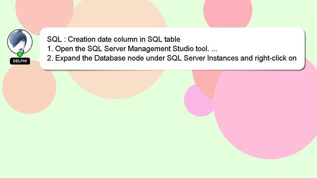 SQL : Creation date column in SQL table смотреть онлайн