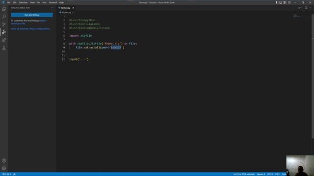 Cambodia (Khmer) Python Lesson 89 ZipFile (Decrypted Pwd for Zip) смотреть онлайн
