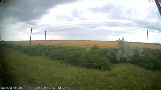 Железная дорога Абинская - Варениковская - Юровский (вид из окна поезда, северная сторона) (СКЖД) смотреть онлайн