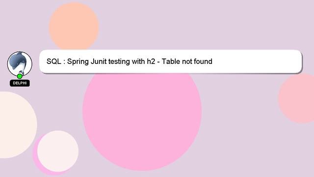 SQL : Spring Junit testing with h2 - Table not found смотреть онлайн