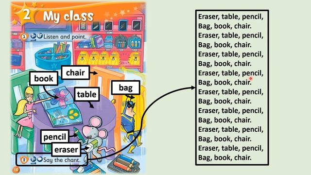 Kid's Box Starter - Unit 2 - My Class - 2 - Say and chant. смотреть онлайн