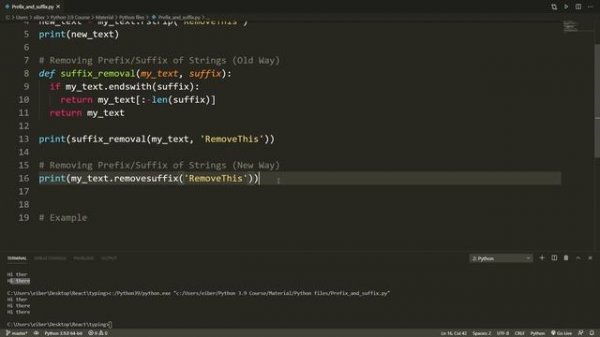 Python Tutorial - Prefix and Suffix Removal Methods