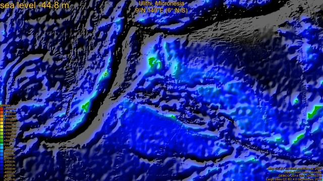 Ulithi, Micronesia, (z+c) sea level rise -135 - 65 m смотреть онлайн