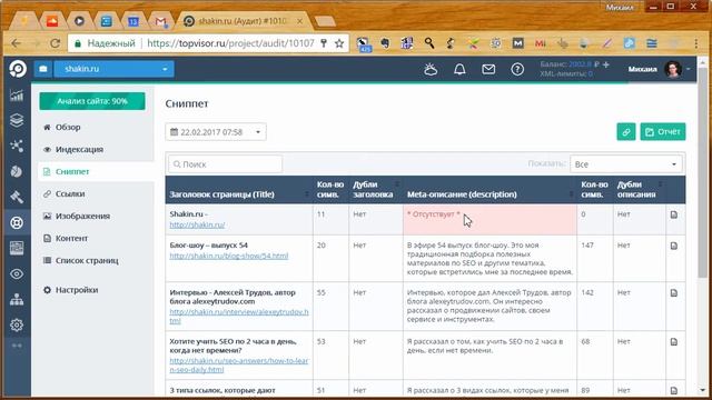 Обзор Topvisor.ru. Часть 5. Технический анализ сайта