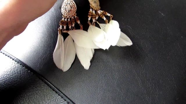 Обзор белых серьг с перьями Ловец снов, 4007 смотреть онлайн