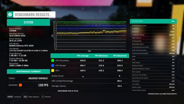 GeForce RTX 3050 -- Intel Core i5-11400 -- Forza Horizon 4 FPS Test i5-11400F смотреть онлайн