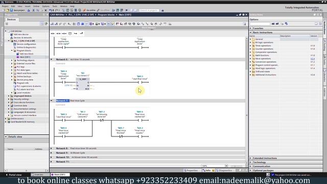 Ladder logic program for the car wash station using timers and NO NC contacts with TIA Portal смотреть онлайн