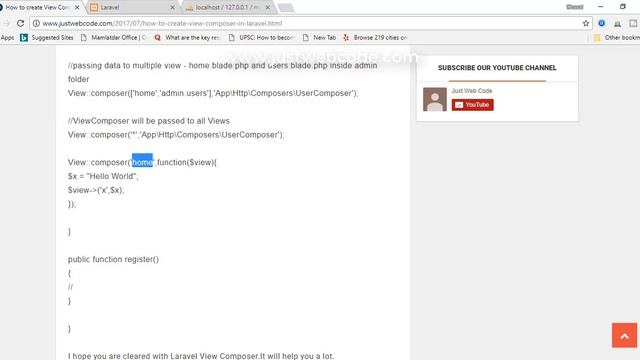 How to create View Composer in Laravel with sourcecode and demo смотреть онлайн
