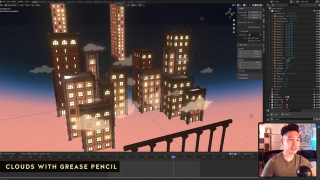 Fireworks City in Blender 3D Grease Pencil and Geometry Nodes смотреть онлайн
