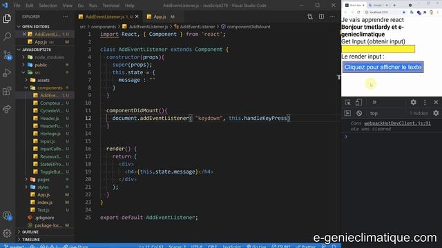 JavaScript278-React.js-Utilisation de addEventListener( ) dans componentDidMount( ) et removeEventL смотреть онлайн