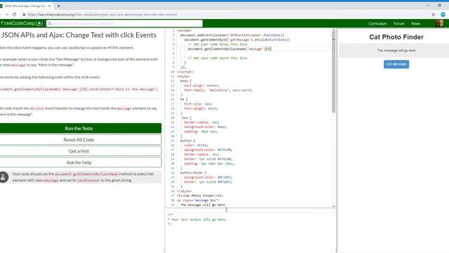 JSON APIs and Ajax Change Text with click Events Learn freeCodeCamp2/10 смотреть онлайн