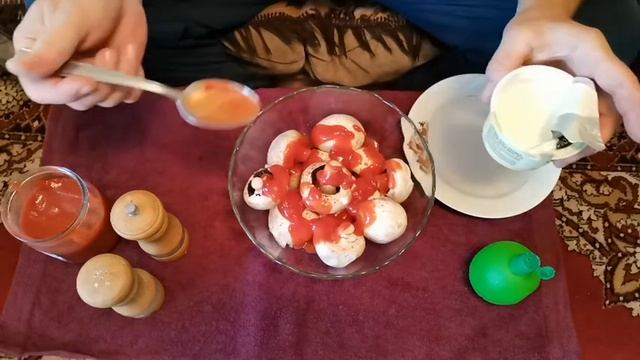 ЗАпеченые в духовке шампиньоны. смотреть онлайн