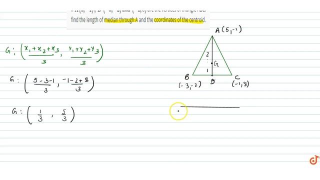 If `A(5,-1),B(-3,-2)a n d(-1,8)`
are the vertices of triangle ABC, find the length of median th... смотреть онлайн