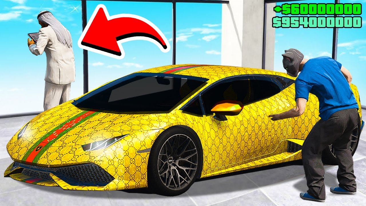 УГНАЛ ВСЕ ЗОЛОТЫЕ МАШИНЫ ШЕЙХА ИЗ ДУБАЯ! ЗОЛОТАЯ ЛАМБОРГИНИ ХУРАКАН ГУЧЧИ! ГТА 5 МОДЫ МУРКА смотреть онлайн