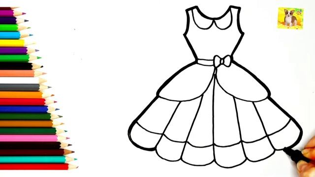 Рисунок раскраска Платья для малышей.Как нарисовать и раскрасить Платье. #рисунок#раскраска# смотреть онлайн