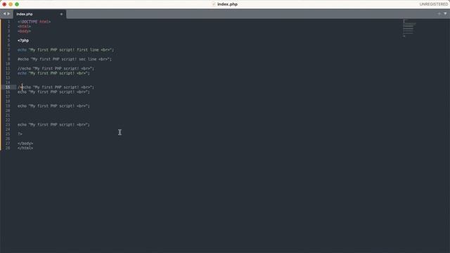 PHP commetnts tag, html tag смотреть онлайн