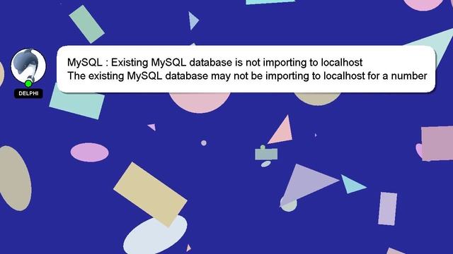 MySQL : Existing MySQL database is not importing to localhost смотреть онлайн