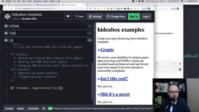Week 13 - JavaScript DOM manipulation with the hide-a-box смотреть онлайн