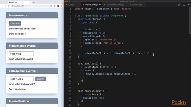 Learning React : Handle Mouse, Keyboard, Form, and Browser Events | packtpub.com смотреть онлайн