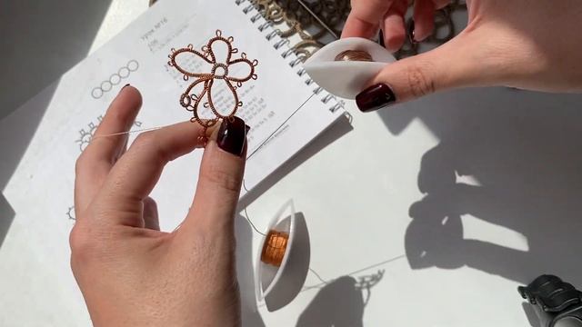 Бабочка в технике фриволите.