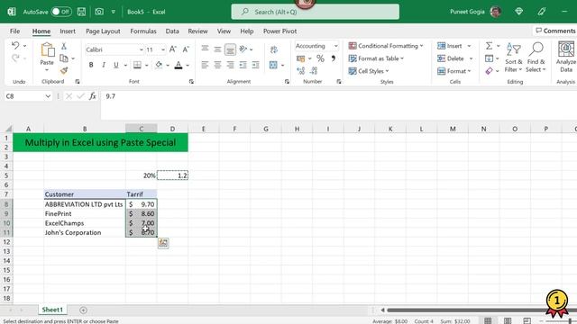 Multiply using Paste Special Operation | Excel Quick Tips смотреть онлайн
