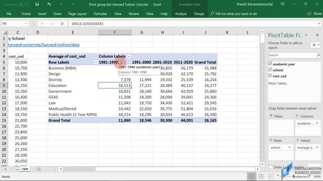สอน Excel: การ Group ข้อมูลเป็นช่วง ๆ เช่น group ข้อมูลทุก ๆ 10 ปี ด้วย PivotTable смотреть онлайн