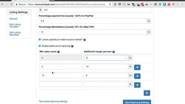 New Sales Count / Sales Velocity Repricing In PriceYak