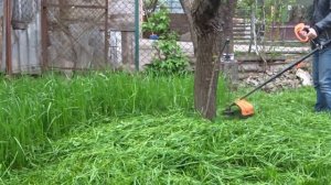 Газон своими руками. Стрижка газона триммером. ПЕРВЫЙ РАЗ КОСИМ ГАЗОН. Сажаем Цветы. Высокая трава