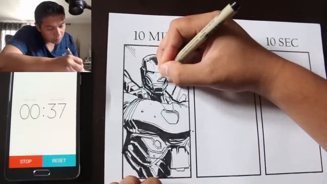 DRAWING IRON MAN in 10 MINUTES, 1 MINUTE & 10 SECONDS! смотреть онлайн