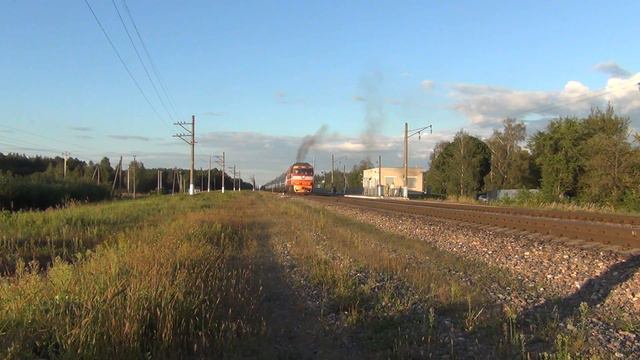 Тепловоз ТЭП70-0546 с пассажирским поездом №67 Саратов - Брест смотреть онлайн