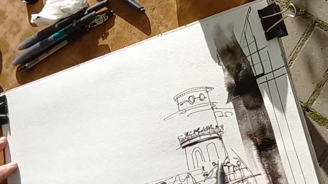 Секреты графики ПЕРО + ТУШЬ + АКВАРЕЛЬ Городская зарисовка 29.07.2022 (1) #UrbanSketch #pen #brush смотреть онлайн