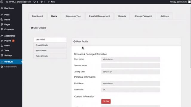 Wordpress Unilevel MLM Plugin Demo смотреть онлайн