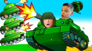 ОДИН в ТАНКЕ против ВСЕХ!!! ИГОРЬ и Папа СЕЛИ в ТАНК в ИГРЕ Hill of Steel