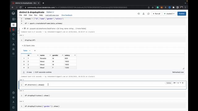33. Remove Duplicate Rows in PySpark | distinct() & dropDuplicates() смотреть онлайн
