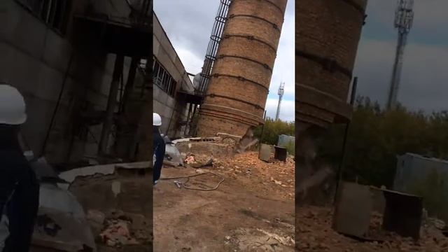 Демонтаж дымовой трубы котельной 45 м. смотреть онлайн