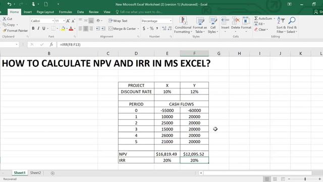 HOW TO CALCULATE NPV AND IRR IN MS EXCEL? смотреть онлайн