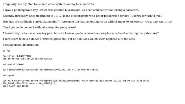 Unix & Linux: Mac Prompts With `Enter Passphrase For Key On Every Login
