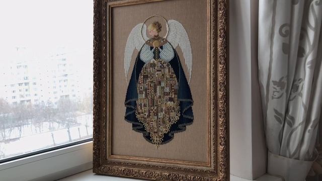 Вышивка крестом. Ангел любви. Оформленная работа. смотреть онлайн