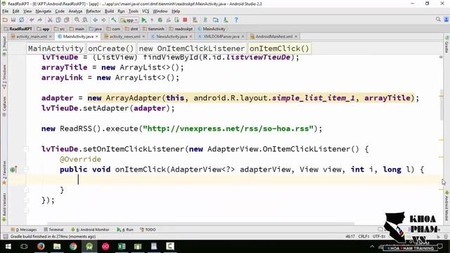 Lập trình Android A-Z - Bài 109: Ứng dụng đọc báo với RSS - phần 2 смотреть онлайн