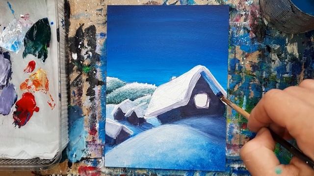 ДИКАНЬКА |Деревенские домики, снег, месяц| Рисуем зиму мечты? смотреть онлайн