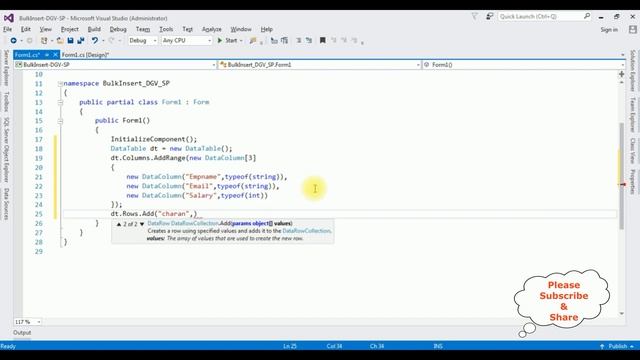 insert bulk data in sql server using stored procedure winforms c#4.6 смотреть онлайн