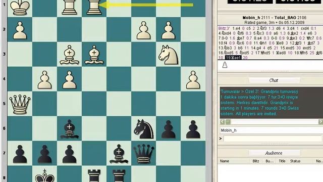 Internet Blitz Chess #1: Total_BAG - Mobin_h, 3+0, playchess.com. смотреть онлайн