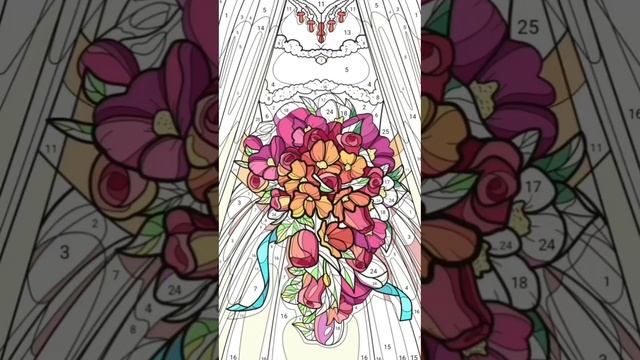 Coloring a Beautiful White Gown with a Bouquet of Flowers смотреть онлайн