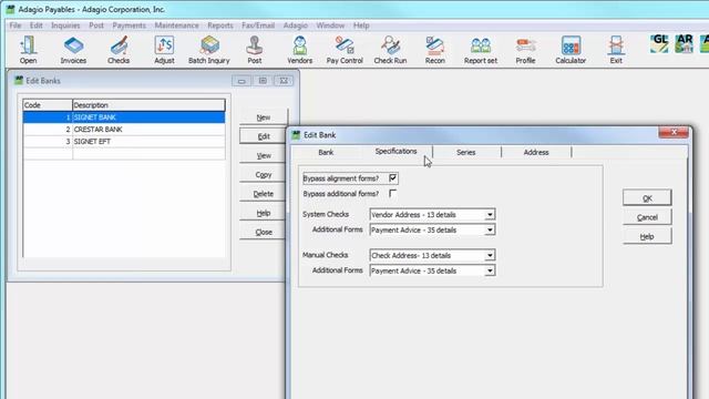 Adagio Payables - Editing Banks смотреть онлайн
