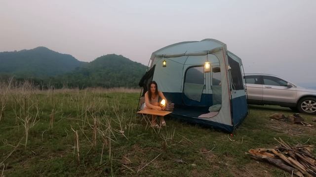 YOUNG GIRL SOLO OVERNIGHT CAMPING IN THE RAIN - RELAXING IN THE TENT WITH THE SOUND OF NATURE-ASMR смотреть онлайн