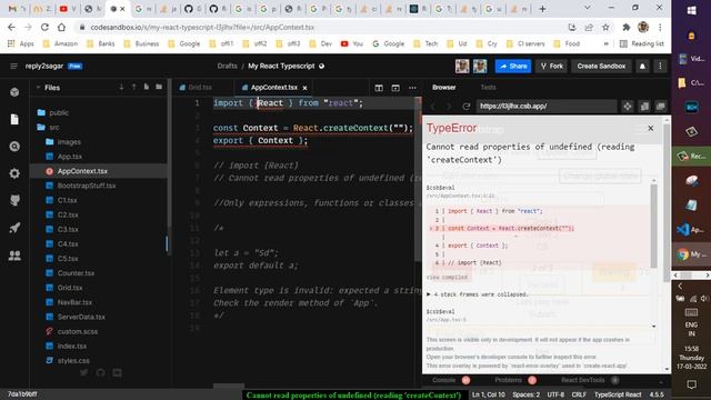 Cannot read properties of undefined - reading 'createContext' error in react typescript смотреть онлайн