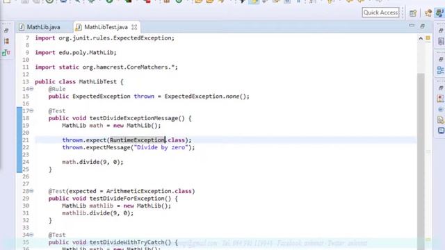 Bài 3: Tạo kiểm thử đơn vị (JUnit) hỗ trợ Exception test, ErrorCollector và Parameterized Test смотреть онлайн