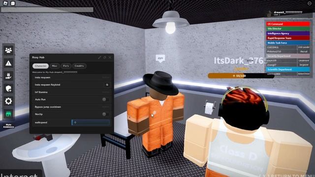 SCP SITE ROLEPLAY - SCRIPT (INF STAMINA, AUTO RUN, WALKSPEED, AND MORE!) ( WORKING!!! )