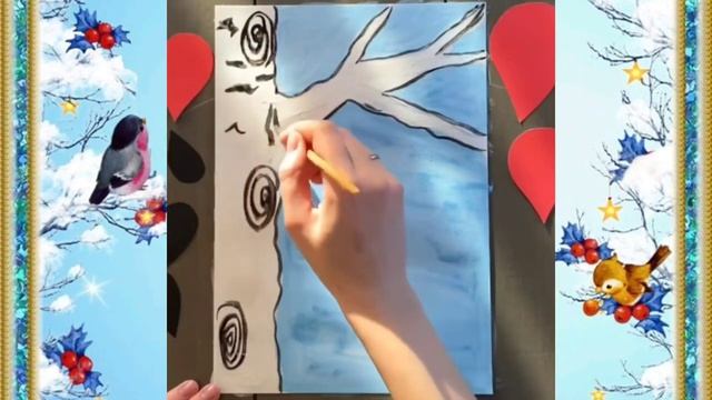 Рисование с элементами аппликации "Кормушка для снегирей " смотреть онлайн