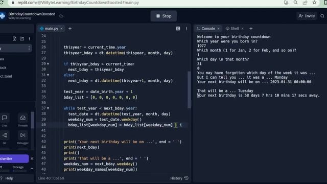 How to tell the user the weekdays of all the birthdays till now? смотреть онлайн
